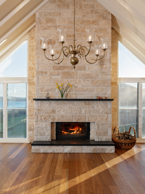 Windows shaped fireplace
